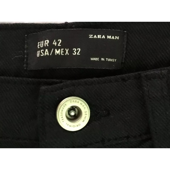 Zara Man 32 Black Loose Fit Jeans Stripe Down Leg - Picture 3 of 7